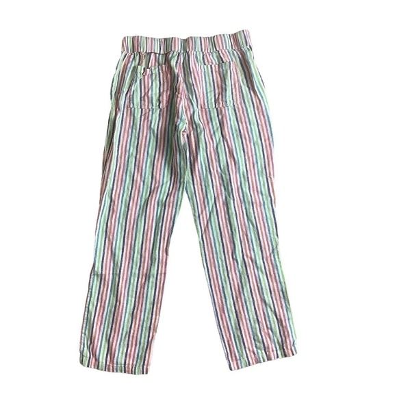 Linen Blend Striped Straight Leg Drawstring Pants L - Picture 7 of 11